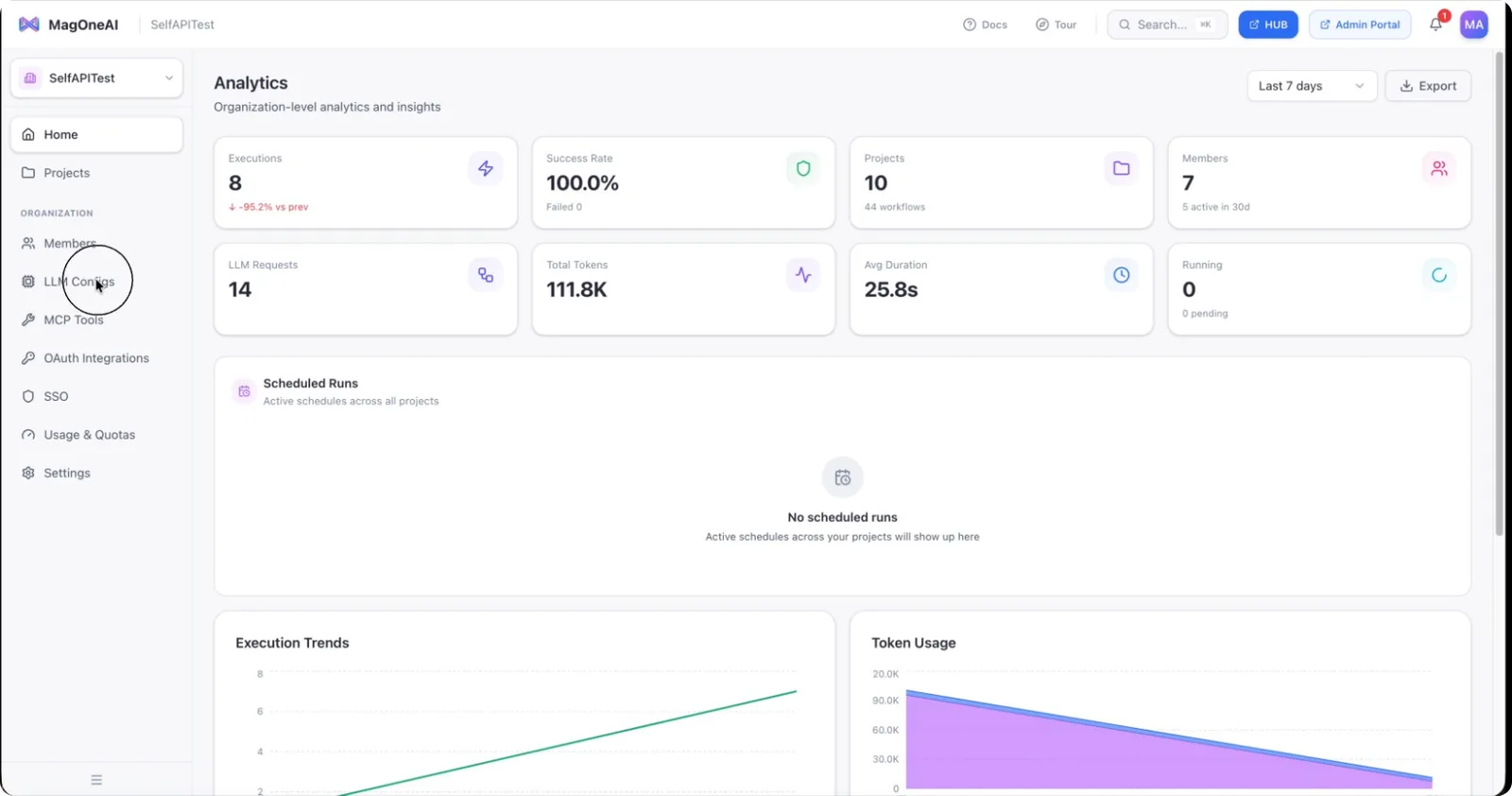 The LLM Configs section in the dashboard navigation