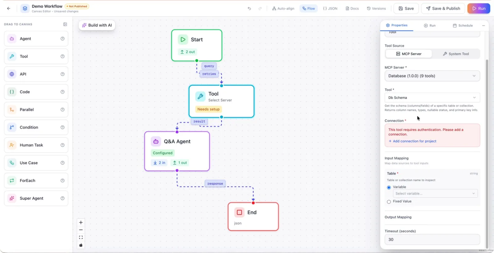 The schema returned by the DB Schema tool
