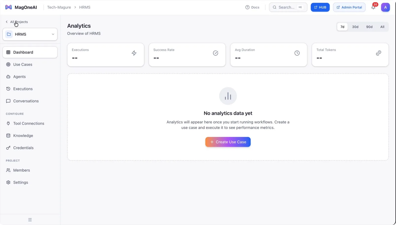 The newly created project