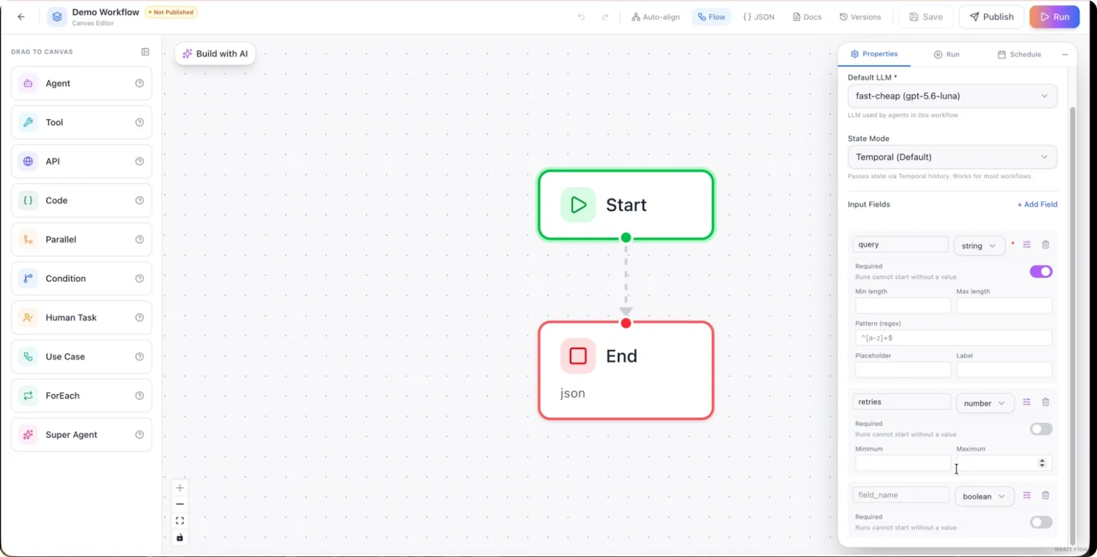 A boolean field and its required toggle