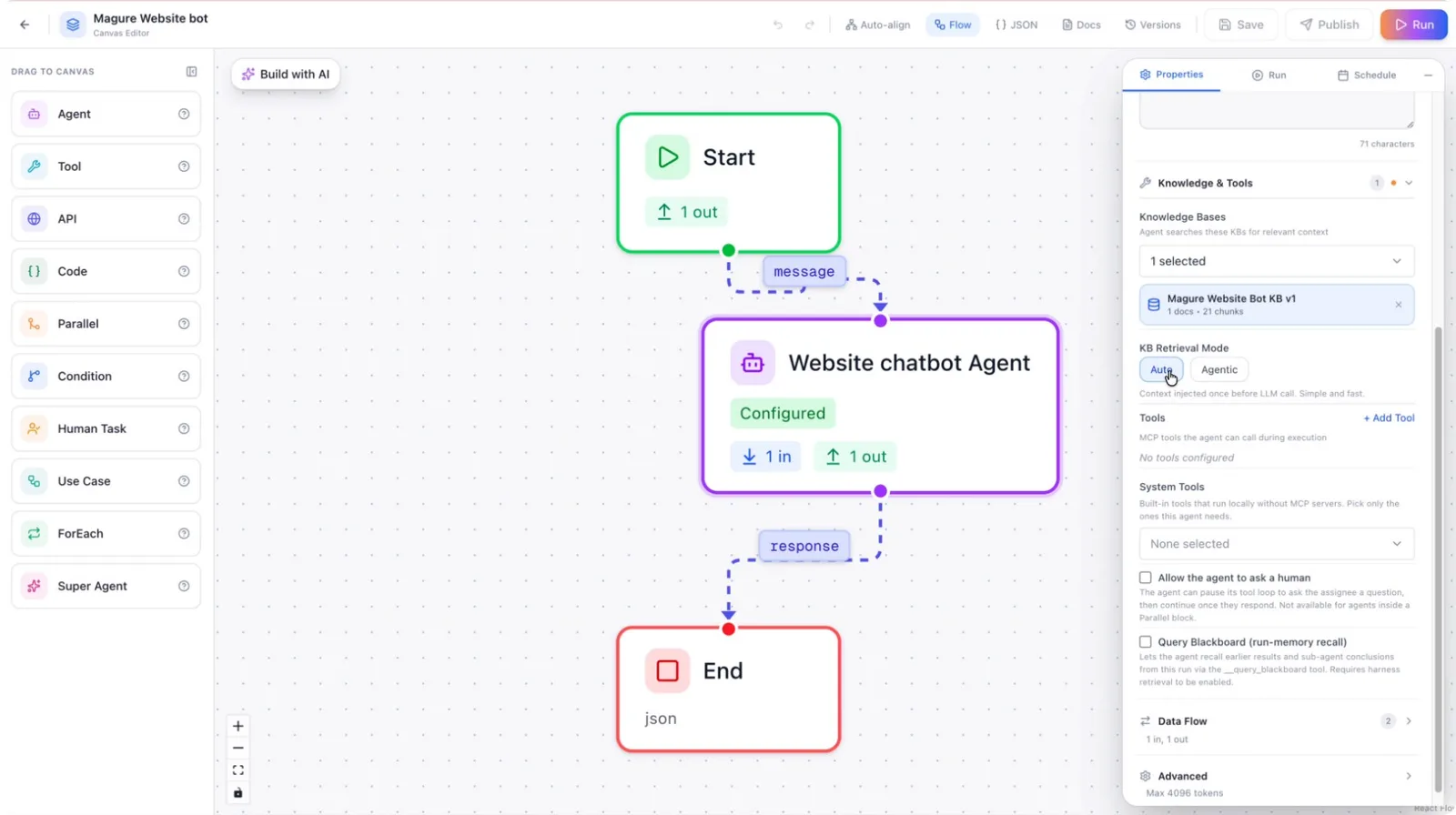 Retrieval mode options: Auto and Agentic