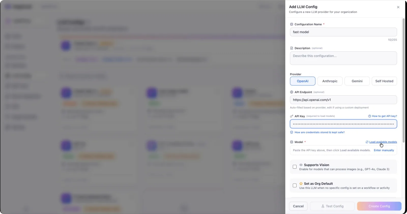 The Load Model button beside the provider API key field