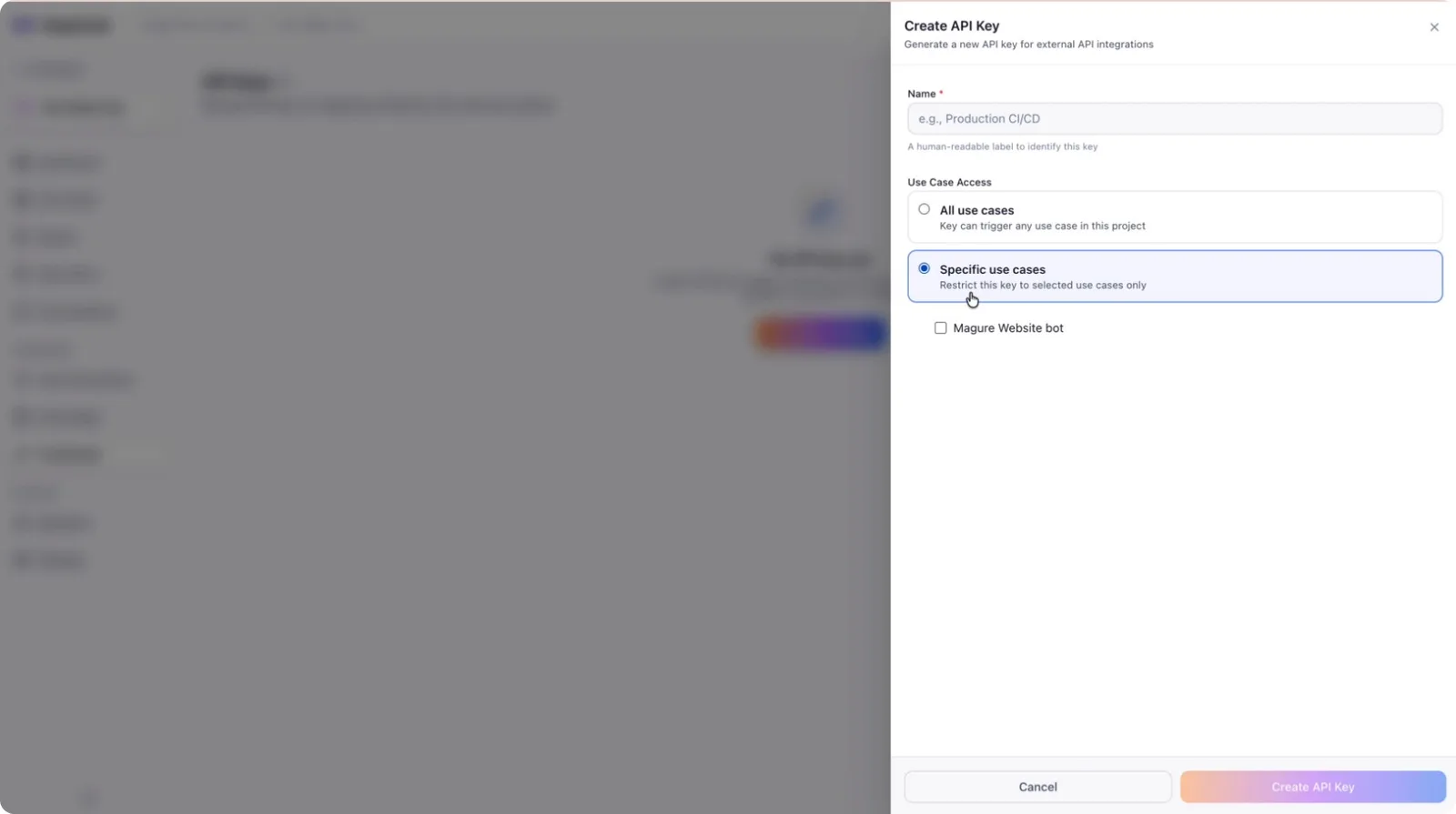 Scope options: all use cases, or one specific use case