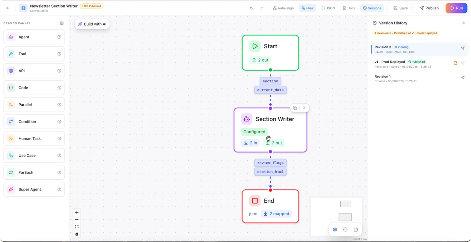 Saving a change to the workflow